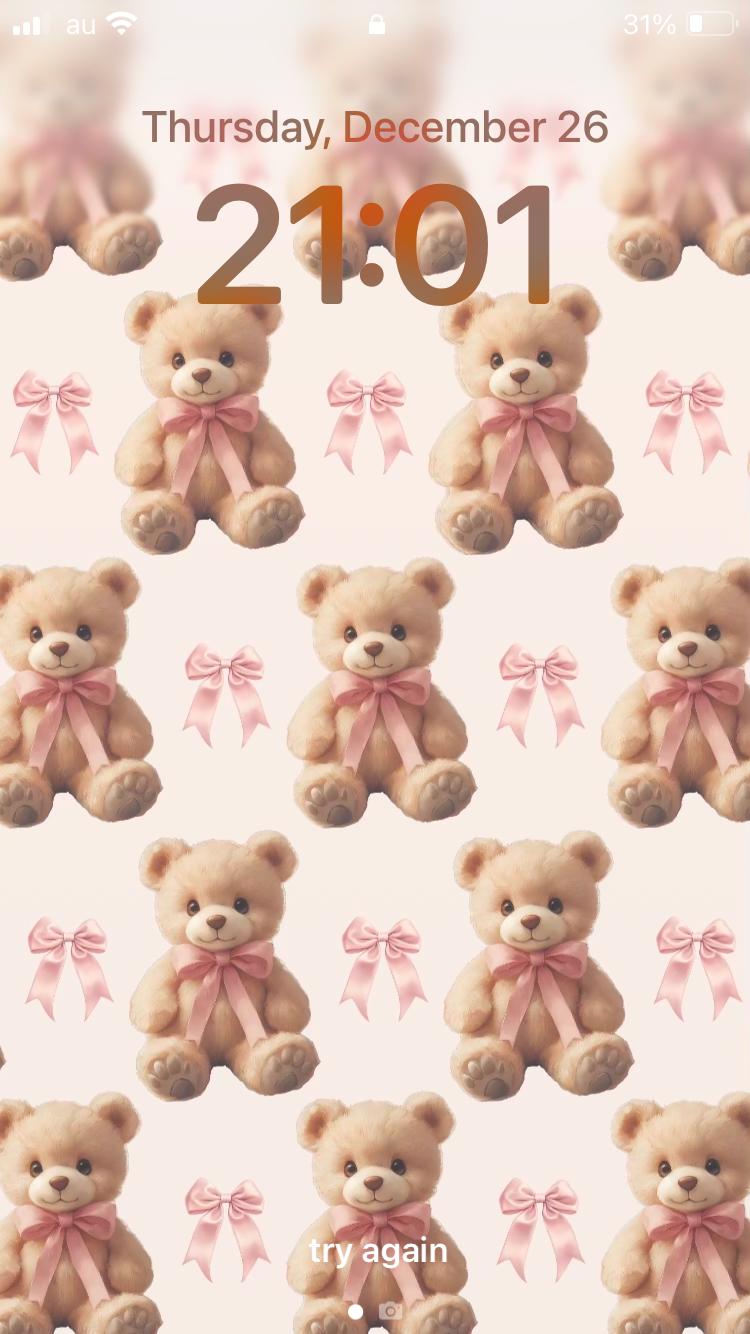 Mobile Phone Wallpaper/ribbon Bow and Teddy Bear