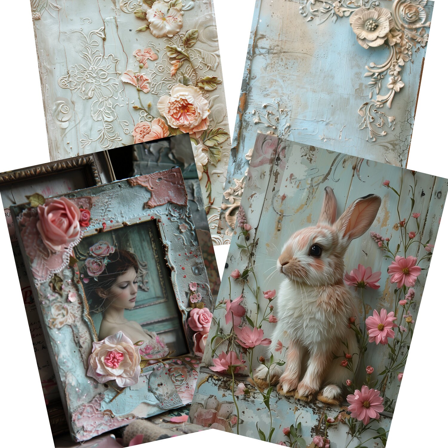 Printable Ancient Blue Blue Pages Digital Pages for Collage Junk ...