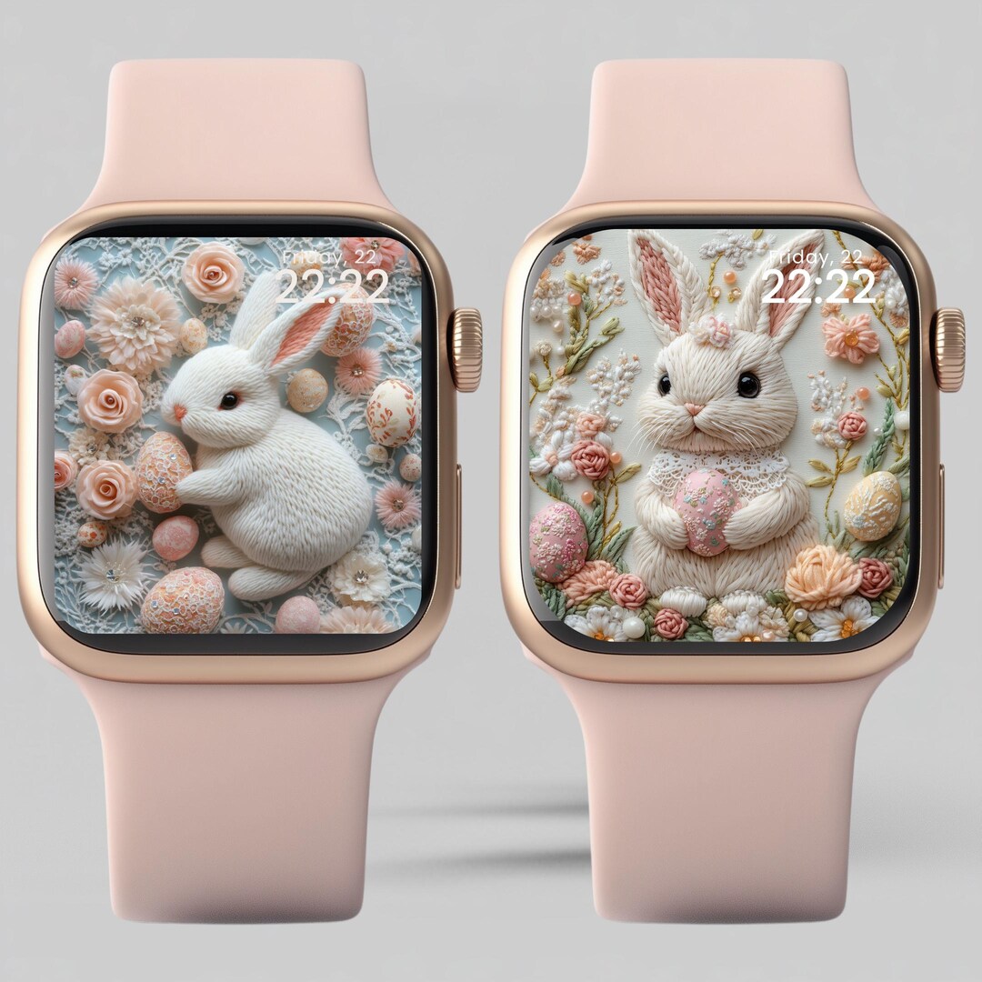Easter Bunny Apple Watch Wallpaper, Cute Papercut Wallpaper, Smartwatch