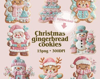 Christmas Gingerbread Cookies clip art | 3D icing cookies 15 PNG 300DPI