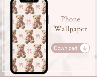 Mobile phone wallpaper/Ribbon bow and teddy bear