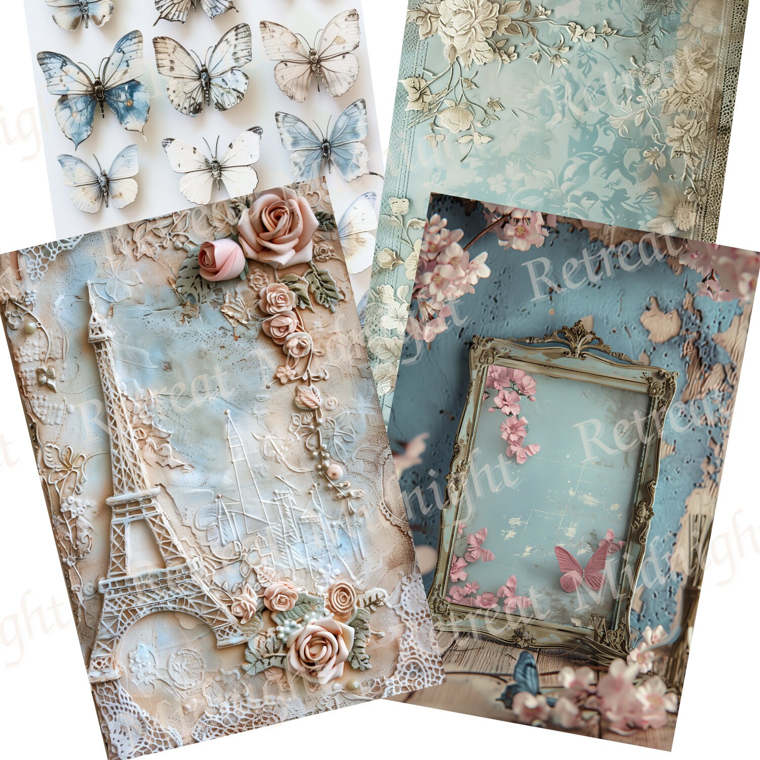 Printable Ancient Blue Blue Pages Digital Pages for Collage Junk ...