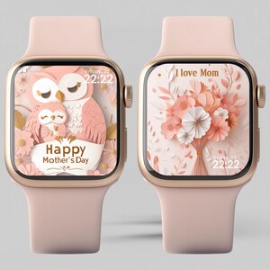 Festa della mamma 3D, Sfondo per orologio, Sfondo carino con ritagli di carta, Sfondo per smartwatch, Quadranti per orologi, Schermo Applewatch, Sfondo minimalista