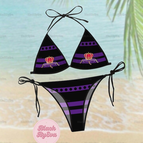 Crown Royal Bikini Set, Crown Royal Swimsuit Set, Crown Royal Beachwear, Whiskey Royal Tropical Bikini Set, Whiskey Royal Bikini Set