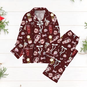 Dr Pepper Pajamas Set Pepper Coquette Bow Holiday Pajamas Soda Lover Christmas Shirt Pajamas for Party Pj Set Pants Set of Pajamas Etsy