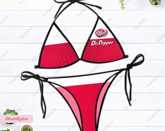 Dr Pepper Bikinioberteil, Dr Pepper Badeanzug, Dr Pepper Badeanzug, Dr Pepper Tropisches Bikini-Set, I Love Dr Pepper Schwimmen-Bikini-Set