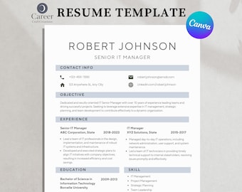 Professional Resume Template, Canva resume template, Cover Letter & References Template, Minimalist CV Template, Modern Resume Template
