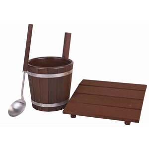 Wooden Sauna Set – Bucket, Ladle & Headrest – Sauna Accessories for Relaxation and Home Spa