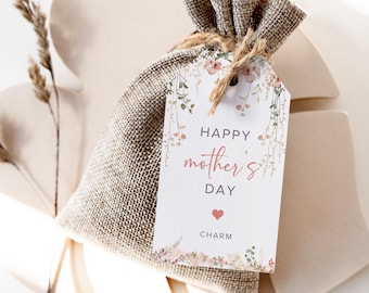 Etiqueta de regalo del Día de las Madres IMPRIMIBLE Etiquetas del Día de las Madres Felices, Plantilla de Etiqueta del Día de las Madres Felices Florales, Regalo para mamá Etiqueta Descarga instantánea digital