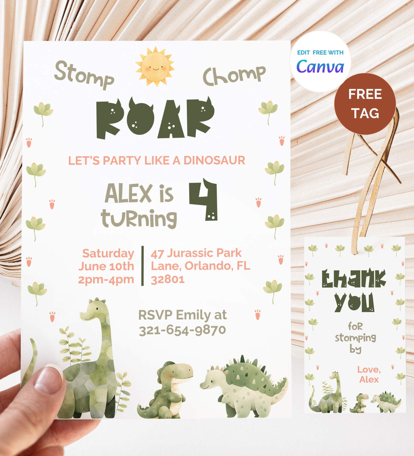Editable Dinosaur Birthday Party Invitation Template, Printable Dino ...