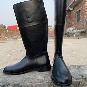 Handgefertigte schwarze 100% echte Lederstiefel|Reitstiefel|lange Lederstiefel|Ideal für Geschenk|Spezialanfertigungen erhältlich|lange Lederstiefel für Sie