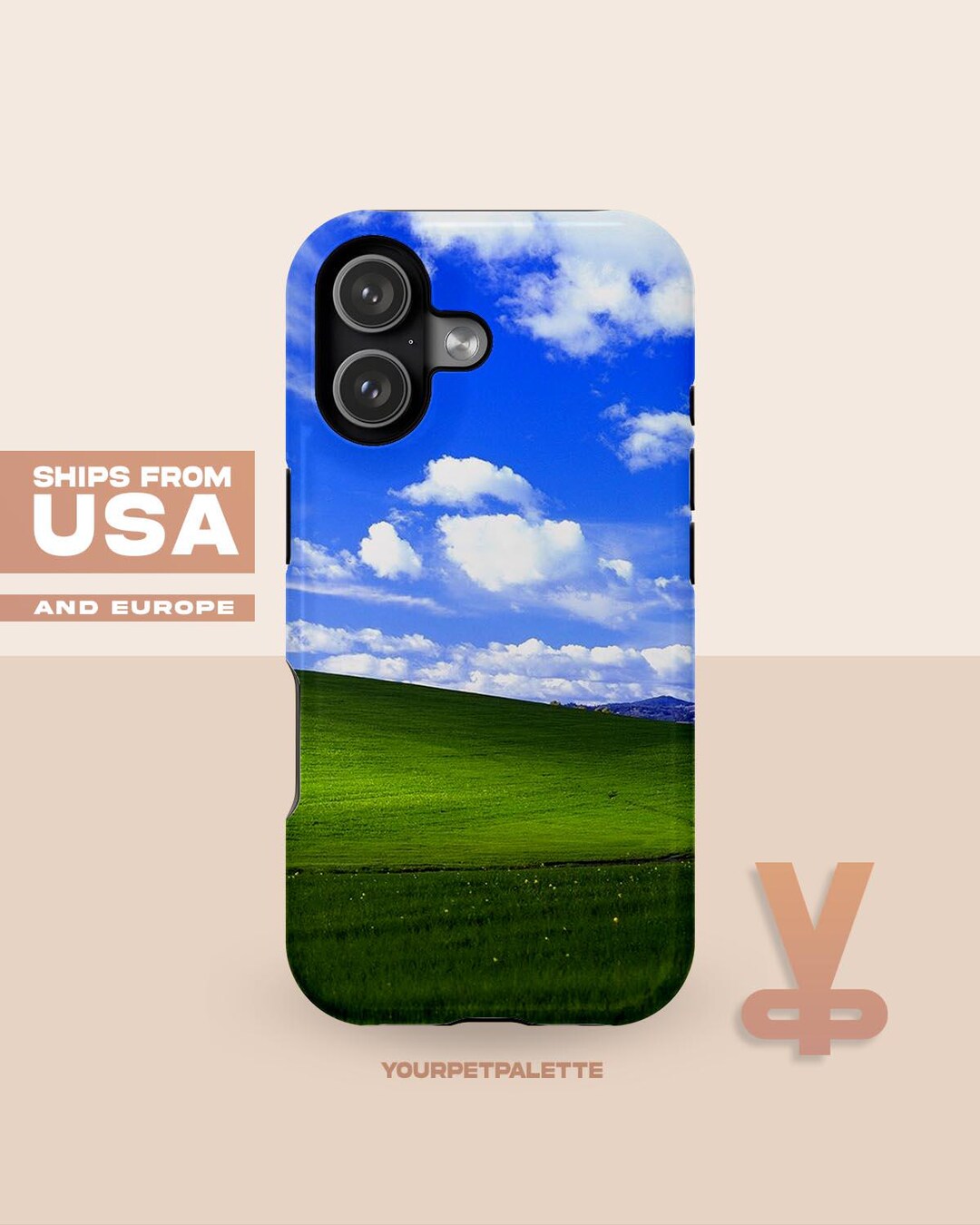 Windows XP Wallpaper iPhone Case, Retro Grass Phone Cover, iPhone 17 ...