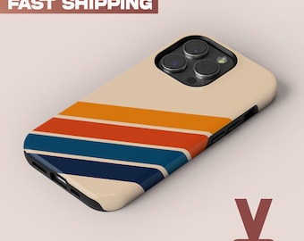 Retro Stripes Handyhülle Vintage Look passend für iPhone 15 Pro Max, 14 Plus, 13, 12, 11, XR & Samsung S24, S23, A54, A53, Pixel 8