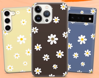 Daisy Phone Case Spring Flower Cover for iPhone 16, 15 Pro, 14, 13, 12, 11, Google Pixel 8, 7A, 6A, Samsung Galaxy S24Ultra, S23fe, S22, A54