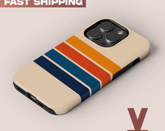 Vintage Streifen Retro Handyhülle passend für iPhone 16 Pro, Max, 15, 14 Plus, 13, 12, 11 & Samsung S24, S23, A54, A53, Pixel 8