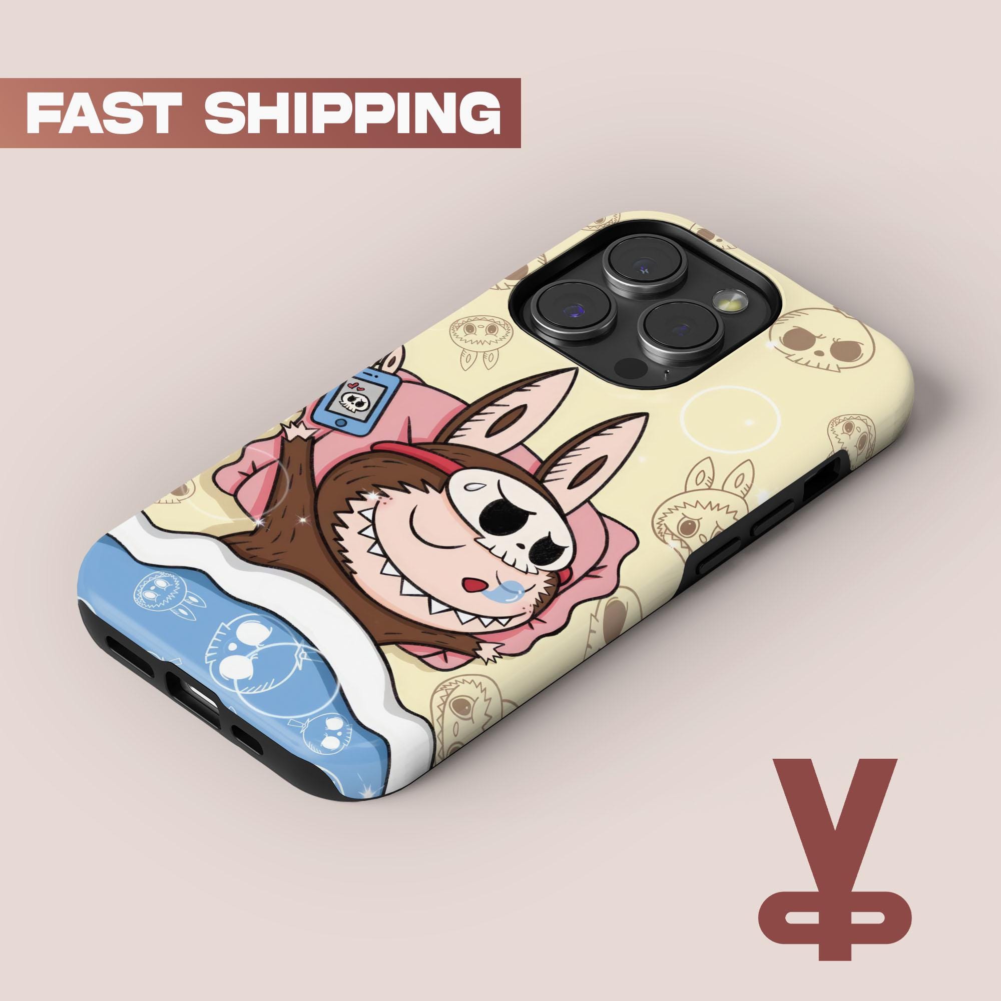 Labubu DuoDuo ブラウン スマホケース、アニメおもちゃ iPhone