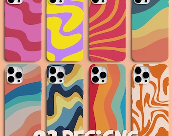 Bunte Welle Abstrakt Swirl Cover für iPhone 16 Pro, 15, 14, 13, 12 Google Pixel 8, 7A, 6A, Samsung Galaxy S24Ultra, S23fe, S22