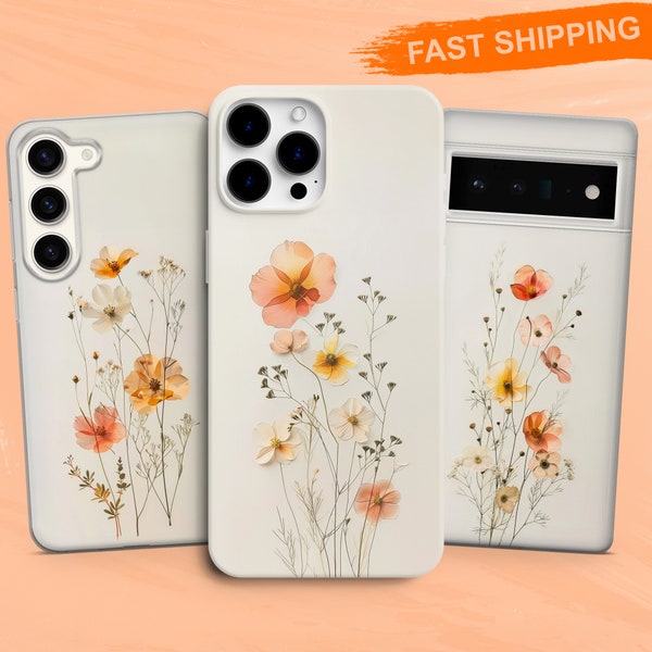 Pressed Flower Phone Case Dried Floral art Cover for iPhone 15Pro, 14, 13, 12, 11, Google Pixel 8, 7A, 6A, Samsung Galaxy S24Ultra, S23fe