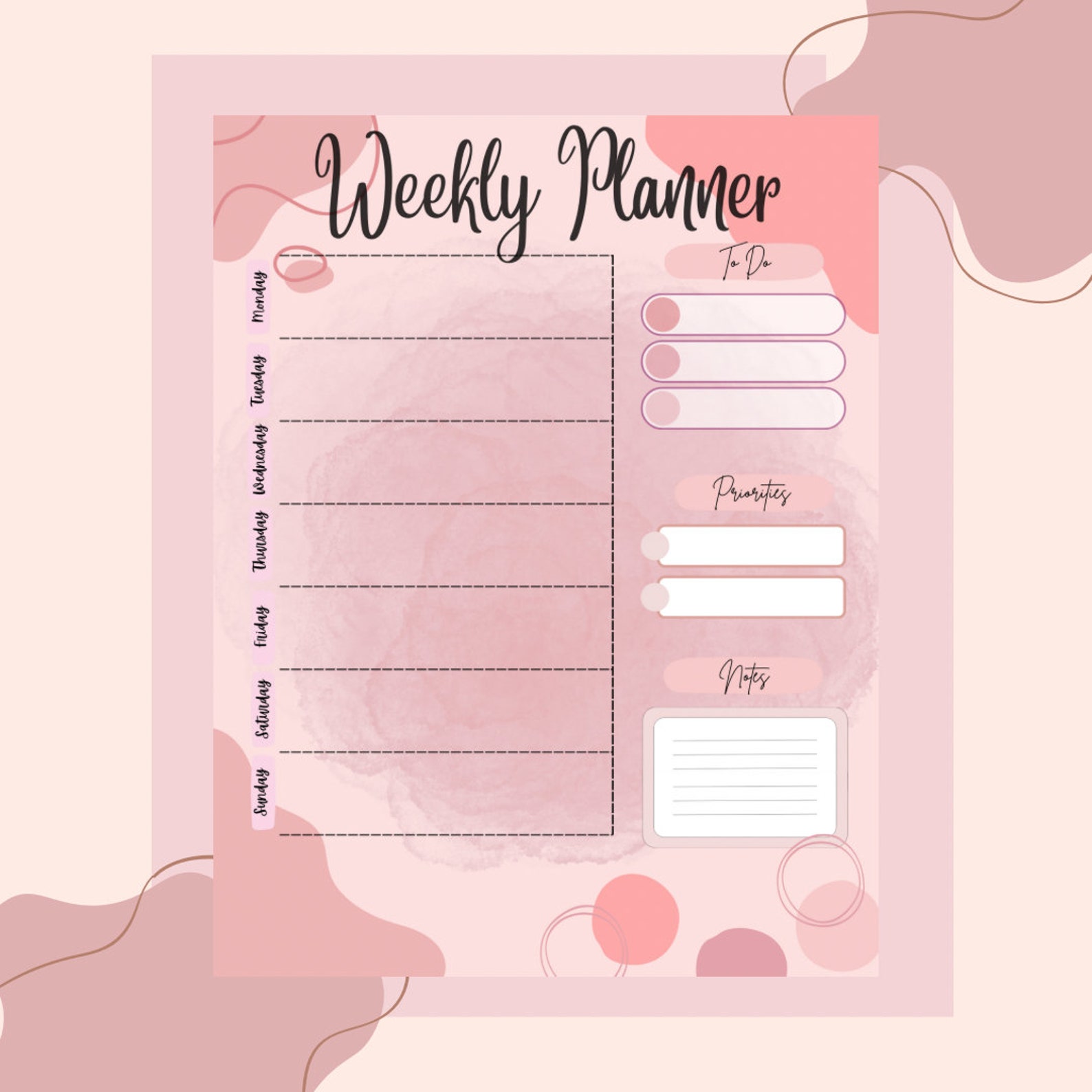 Printable Weekly Planner 3 Different Layouts Package Planner for a Week ...