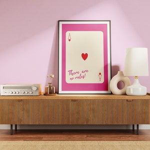 Trendy Ace of Hearts Print Motivational Art Playing Card Poster Preppy Y2K Room Decor Inspirational Quote Kitchen Print Gift Pink Dorm Wall
