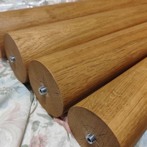 Thick Oak Wooden Legs for Table in Sandal Color, Set of 4 Oak Tapered Legs With Mounting Flanges, Custom-Designed Oak Legs for Furniture
