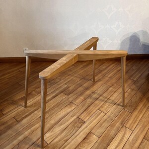 Solid Wood X-Legs Table Base | Customizable Ash/Oak Desk Frame | Demountable Puzzle Base Kit image 6