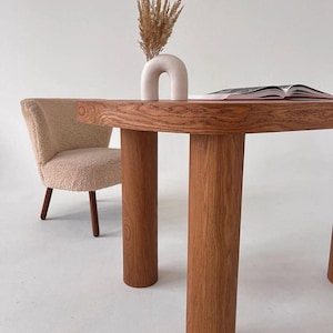 Conjunto de 6 pernas redondas de carvalho maciço para móveis, pernas grandes de madeira redondas com fixação, pernas de mesa cilíndricas de fazenda em cor personalizada