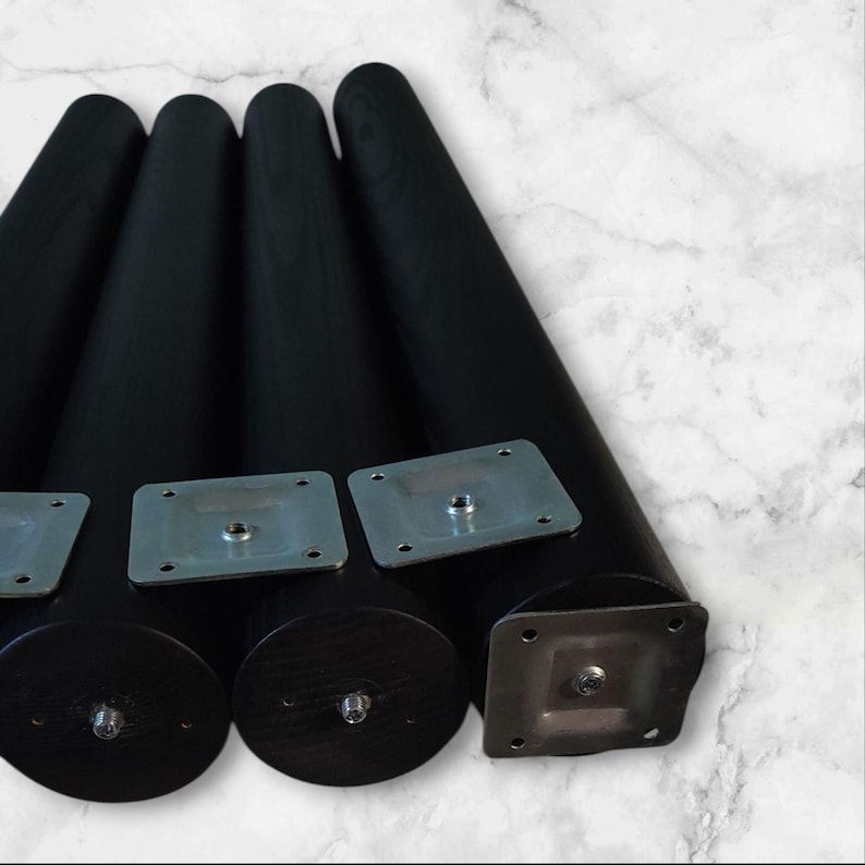 Juego de 6 patas redondas de madera de fresno, patas de madera maciza para mesas de estilo rústico con kit de montaje. imagen 15