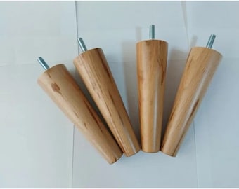 Set of 4 Modern Wooden Legs Made of Beech, Replacement legs, Cabinet Leg, Ikea Compatible Legs, Mid Century Leg, Stylish Couch Legs