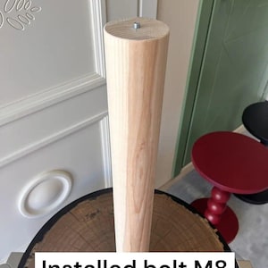 Juego de 6 patas redondas de madera de fresno, patas de madera maciza para mesas de estilo rústico con kit de montaje. imagen 7
