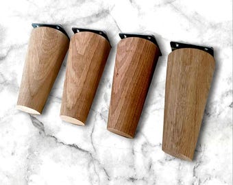 Oak tapered legs with plates for inclined mounting angle Furniture legs made of oak with m8 bolt Unfinished table wooden legs in solid oak