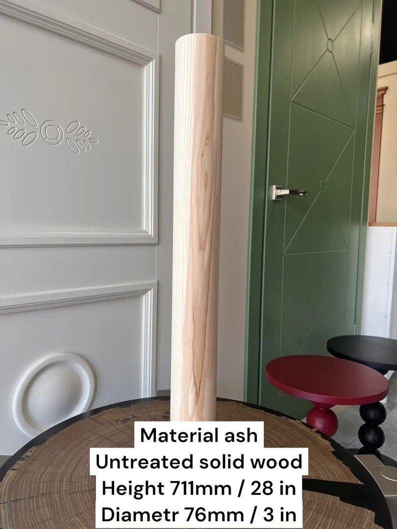 Juego de 6 patas redondas de madera de fresno, patas de madera maciza para mesas de estilo rústico con kit de montaje. imagen 6