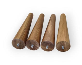 Set of 4 Unfinished Walnut Table Legs, Tapered Wood Furniture Legs