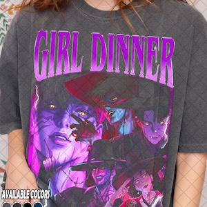T-shirt rétro des années 90 confort couleurs dîner fille Jinu, t-shirt dîner fille Jinu fan t-shirt, cadeau pour femme et homme T-shirt unisexe