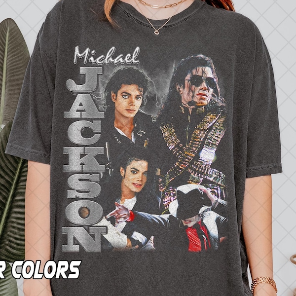 Comfortkleuren vintage Michael Jackson graphic T-shirt, king of pop retro concertshirt, jaren 90 muzieklegende T-shirt, klassiek popster fan cadeau