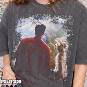 Retro 90&#39;s Comfort Colors Clark Kent And Krypto Dog T-Shirt, Super Dog T-Shirt, Superhero T-Shirt, Gift For Woman and Man Unisex T-Shirt
