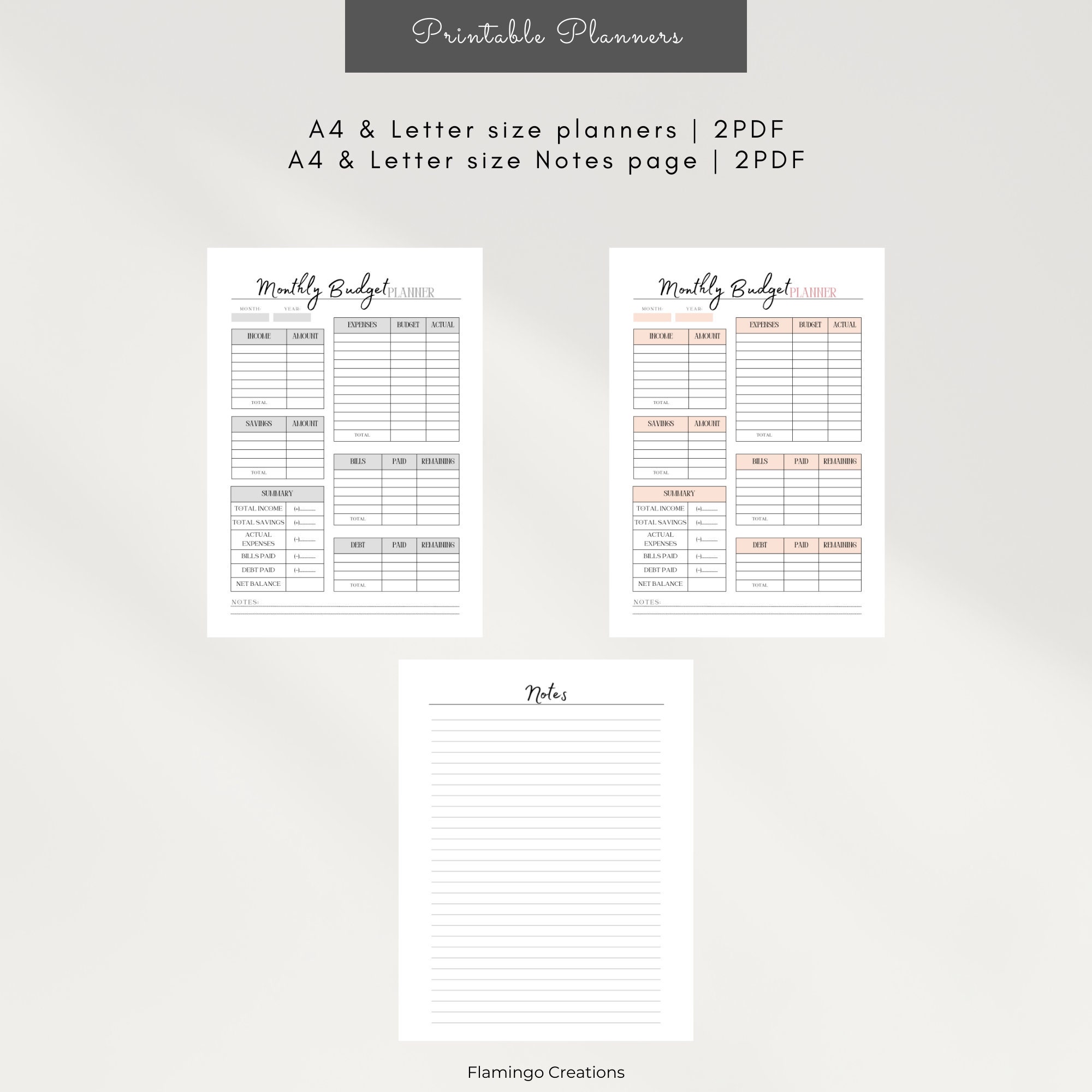 Printable Monthly Budget Planner Budget Planner Template Letter & A4 ...
