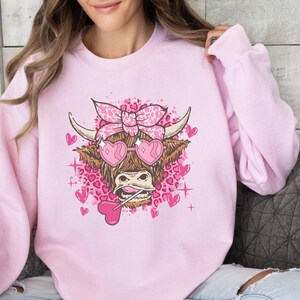 Highland Cow Valentine Sweatshirt, Cow Lover Sweater, Western Valentine Sweatshirt, Funny Valentine Shirt, Cow Sweater, Gift For Her