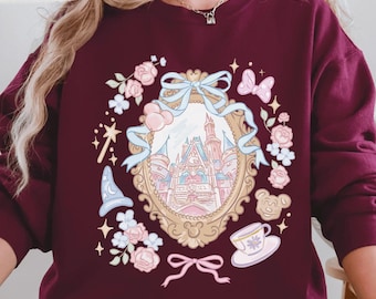 Magical Castle Girly Sweatshirt With Coquette Bow, Disney Park Crewneck For Fantasia Baby Look, Birthday Girl Gift For Disney Fans