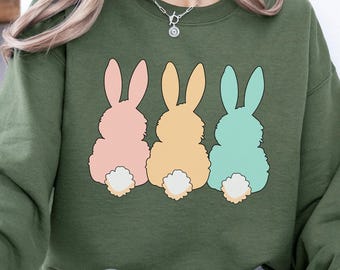 Easter Bunny Sweatshirt for Women  Adorable Teacher Gift  Spring Style  Handmade Cozy Apparel  Perfect for Easter Celebrations