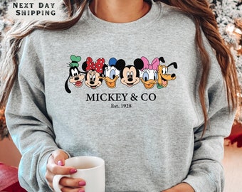 Mickey and  Co. Sweatshirt, Mickey and Co. est. 1928 Unisex Crewneck, Disney Vacation Sweatshirt, Mickey & Friends Family Trip Sweatshirt