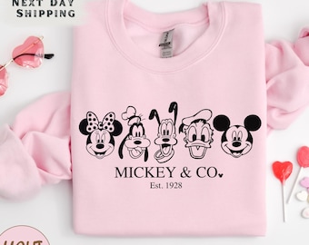 Mickey and  Co. Sweatshirt, Mickey and Co. est. 1928 Unisex Crewneck, Disney Vacation Sweatshirt, Mickey & Friends Family Trip Sweatshirt