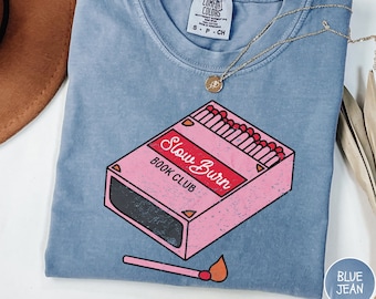 Slow Burn Book Club Vintage Shirt, Comfort Colors Romance Reader Tee, Book Lover Gift,Girlie Slow Burn Graphic Tee,Bibliophile Bookish Merch
