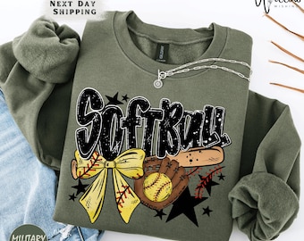Sudadera de cuello redondo para mamás de softbol, sudadera con capucha para chicas para el día del partido, regalo para mamás deportistas