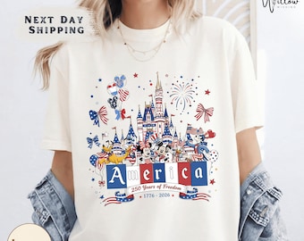 Mickey Friends 4th of July Comfort Colors Shirt, Disney USA 250 Years of Freedom America Patriotic Tee