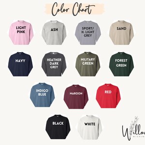 a collection of 12 different colored sweatshirts, each with a unique color and design, arranged in a grid format.