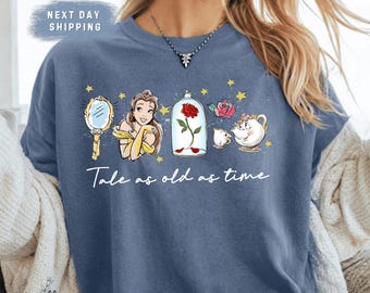 Beauty and the Beast Belle Comfort Colors Shirt, Fairytale Castle Magic Belle Rose Chip Mrs Potts Aesthetic Tee
