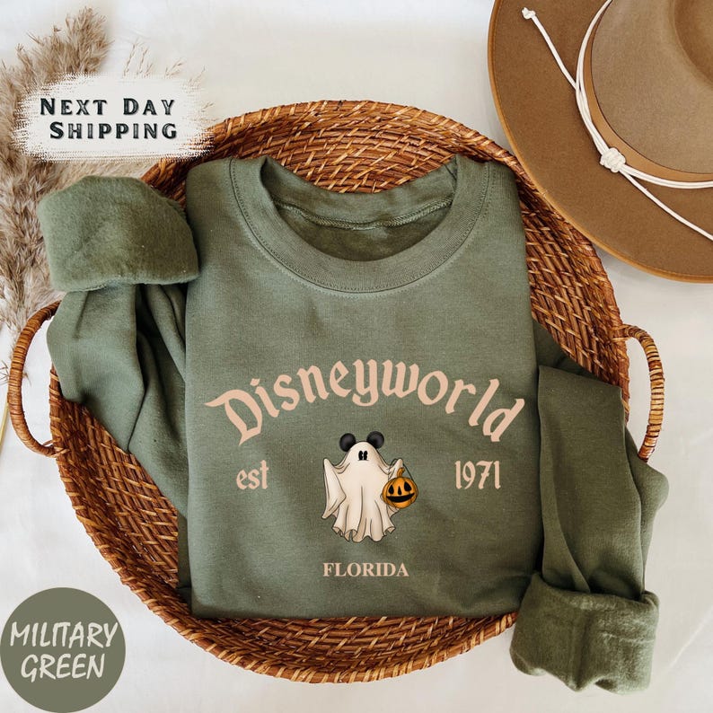 Disneyworld Mickey Halloween Sweatshirt, Mickey Minnie Ghost Sweatshirt, Est 1971 Florida