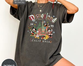 Vintage Vintage Mickey and Friends Comfort Colors Shirt, Disneyland Christmas Shirt, Disneyland Est. 1955 California Tee,Disney family shirt