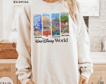 Disney World Sweatshirt, Vintage Magic Kingdom Epcot Animal Kingdom Hollywood Studios Sweater, Disney Vacation Park Day Pullover